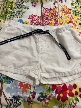 Royal Highnies White Women's Cotton Lounge Shorts with Navy Drawstring used good